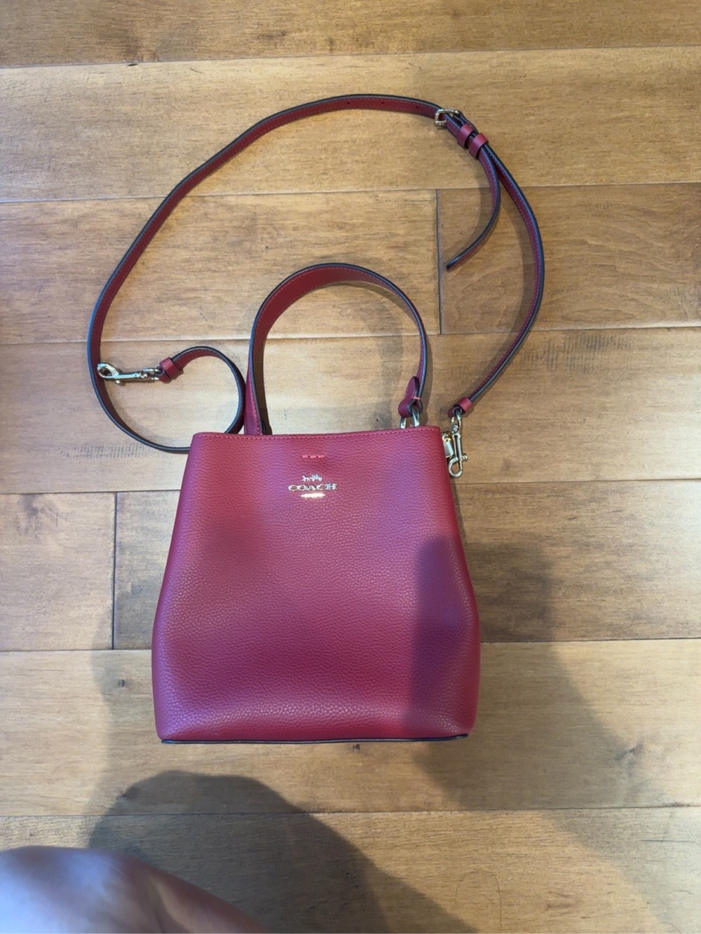 Coach Small Town Bucket Bag 1011 Red Oxblood Leather Crossbody